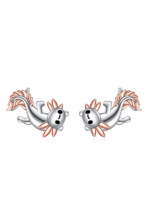 925 Sterling Silver Axolotl Earrings for Women Axolotl Stud Earrings Animal Jewelry Gift for Women (Axolotl)