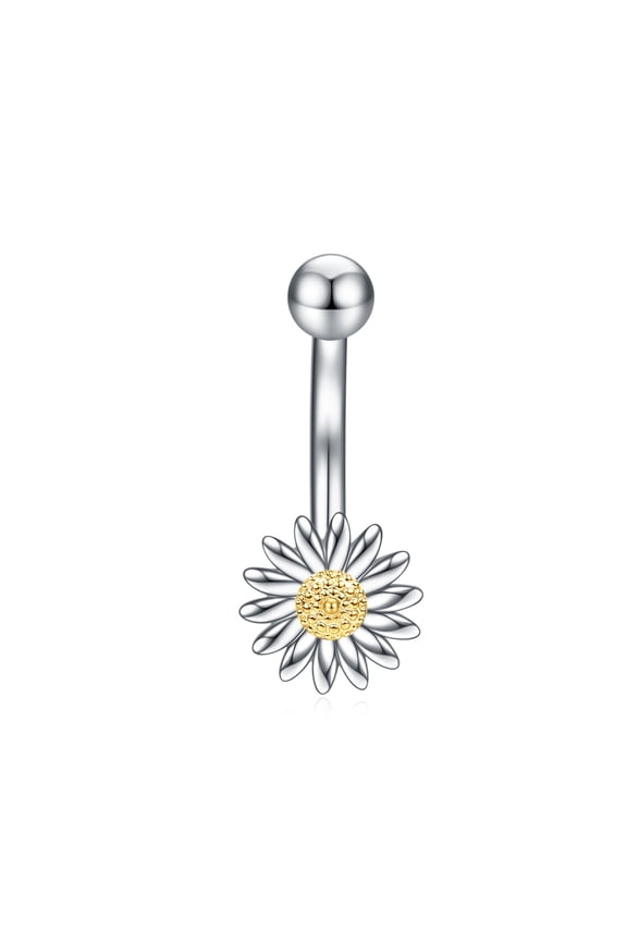 925 Sterling Silver Daisy Belly Button Rings Flower Navel Rings for Women Belly Ring Piercing Jewelry