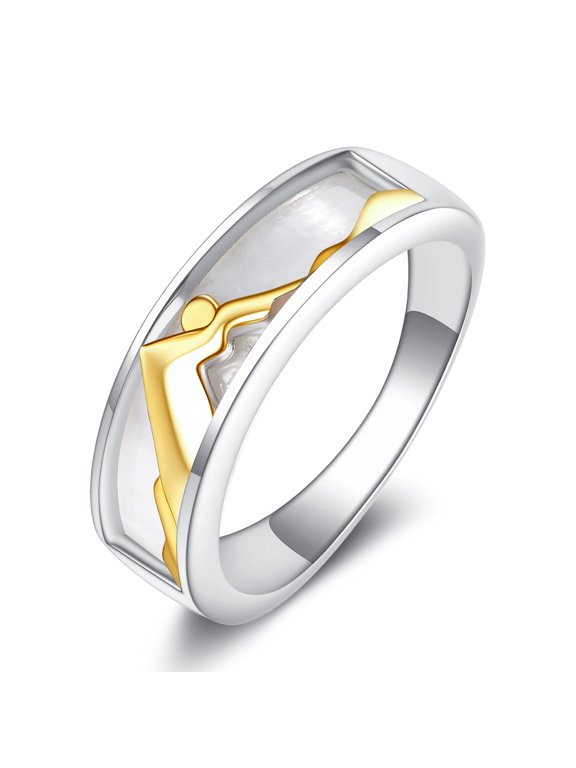 925 Sterling Silver Mustard Seed Mountain Ring for Women White Mother of Pearl Christian Faith Jewelry Gift