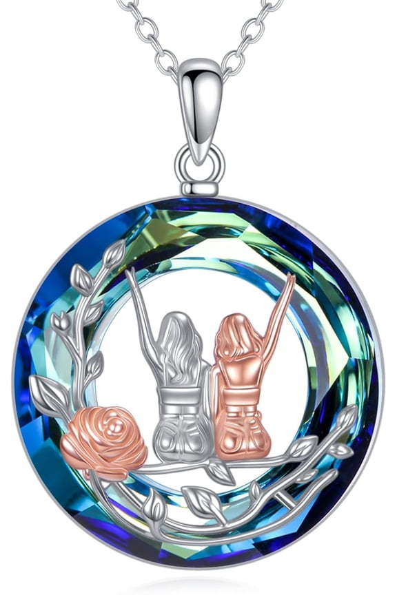 925 Sterling Silver Sisters Necklace for Women Best Friends Bestie BFF Pendant with 18+2 Inches Chain Friendship Jewelry Gifts for Birthday Christmas Graduation