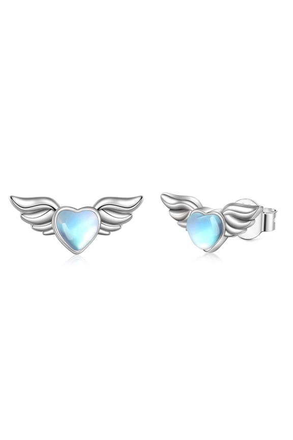 925 sterling silver angel wing moonstone earrings as a jewelry gift for Women