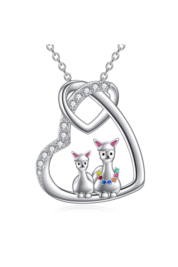 Alpaca Sterling Silver Women's Necklace, Love Heart Pendant Necklace for Mother, Alpaca Silver Jewelry Gift for Birthdays, Anniversaries, for Her