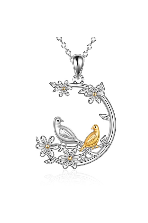 Animal Necklace Sterling Silver Cute Animal Pendant Jewelry Gifts for Women (2 Bird)