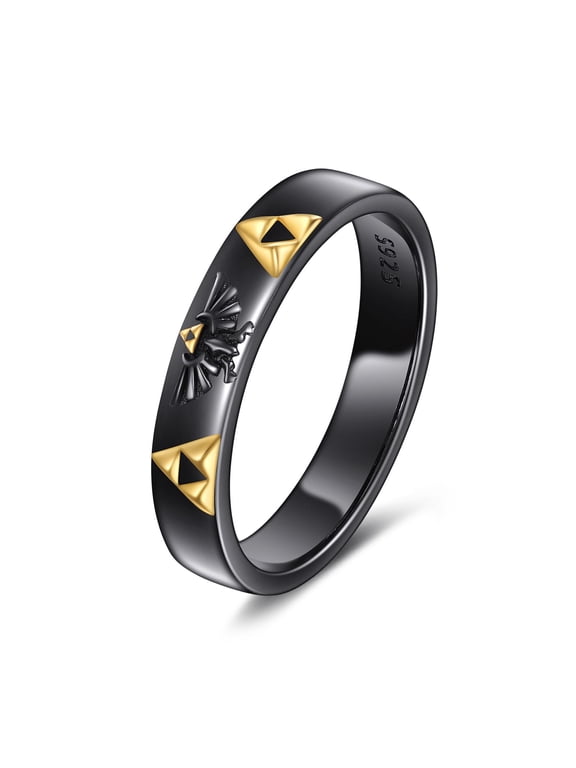 Anime Ring Sterling Silver Anime Cartoons Gifts for Women Men (black 8)