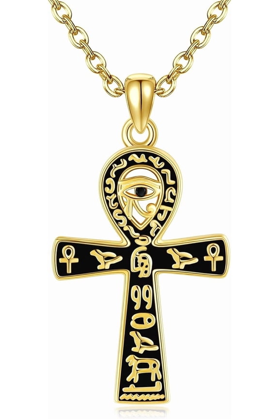 YAFEINI Ankh Necklace 925 Sterling Silver Egyptian Ankh Pendant for Men Women