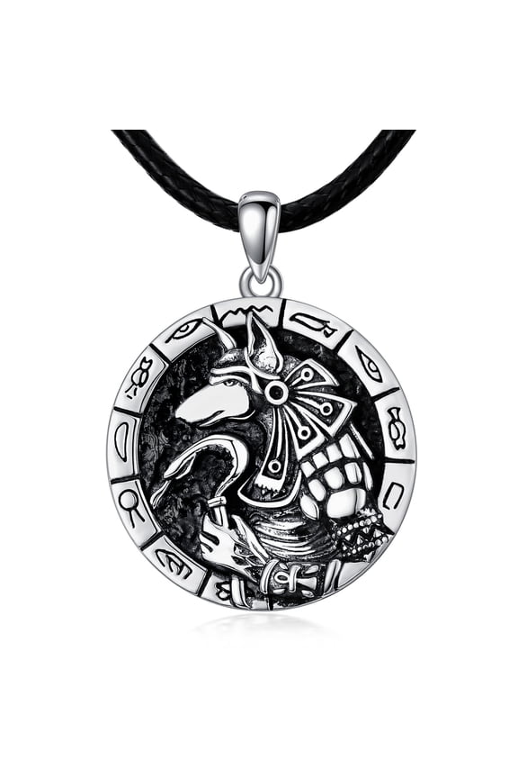 Anubis Necklace 925 Sterling Silver Egypt Anubis Pendant Necklaces Egyptian Amulet Protection Jewelry Gifts for Men Women