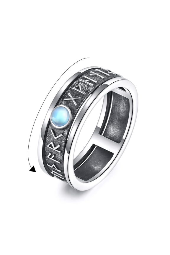 Anxiety Spinner Ring Sterling Silver Viking Ring Rotatable Mood Rings for Women Relieve Stress Gift Size 8