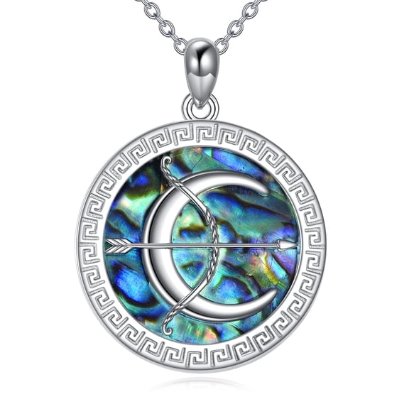 YAFEINI Artemis Necklace Artemis's Weapons Necklace S925 Sterling Silver White Gold Plated Abalone Pendant Necklace for Women Men