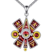 YAFEINI Aztec Calendar Necklace Sterling Silver Round Aztec Mayan Calendar Pendant Necklace Jewelry with 2.5mm 22+2 In Rolo Chain for Men