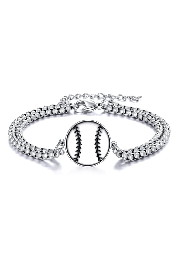 Baseball Bracelet Sterling Silver Never Give Up Pendant Cross Jewelry Softball Sport Lover Gifts for Women Men Baseball Player