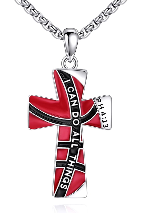 Basketball Cross Necklace for Men 925 Sterling Silver Basketball Pendant Bible Verse I CAN DO All Things Sport Pendant for Men with Stainless Steel Chain 18+2"