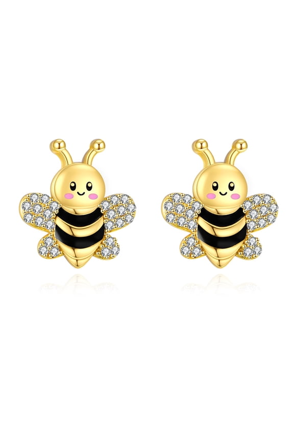 Bee Stud Earrings for Women 925 Sterling Silver Cute Animal Earrings Honeybee Jewelry Gifts for Women
