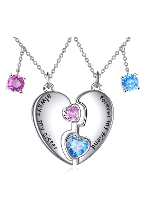 Best Friend Necklace 925 sterling silver BFF Friendship Sister Matching Necklaces for 2 Bestie Gifts Women Sisters Birthday Valentines Day Gifts for Friends