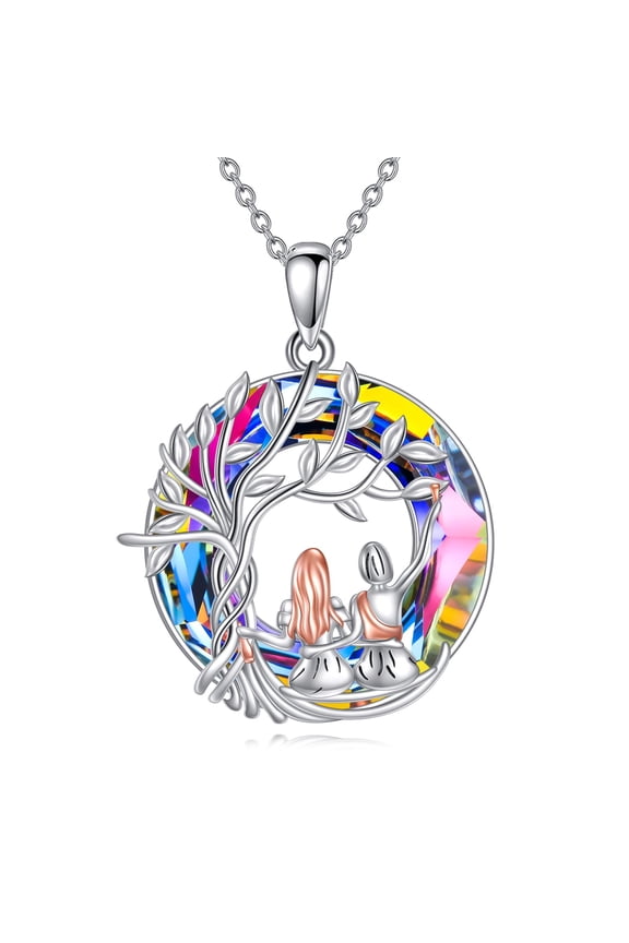 Best Sisters Necklace 925 Sterling Silver Friendship Necklace to My Sister Friendship Jewelry Gift for Women Friend (2 sisters of volcanic crystal)