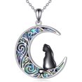 thumbnail image 1 of YAFEINI Black Cat Necklace 925 Sterling Silver Cat Necklace for Women Abalone Shell Halloween Cat Necklace Moon Cat Necklace Cat Jewelry for Women Mother Wife, 1 of 6