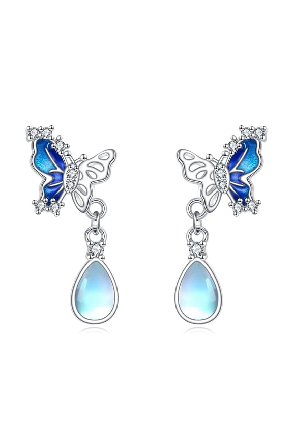 Butterfly Earrings for Women 925 Sterling Silver Moonstone Earrings Butterfly Jewelry Gifts for Butter-fly Lovers