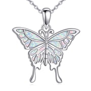 YAFEINI Butterfly Necklace for Women 925 Sterling Silver Opal Butterfly Pendant Butterfly Jewelry Gifts for Women Lover