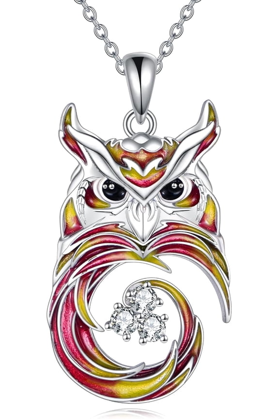 Owl Necklace for Women 925 Sterling Sliver Synthetic Zircon Owl Necklace Owl Jewelry Gifts