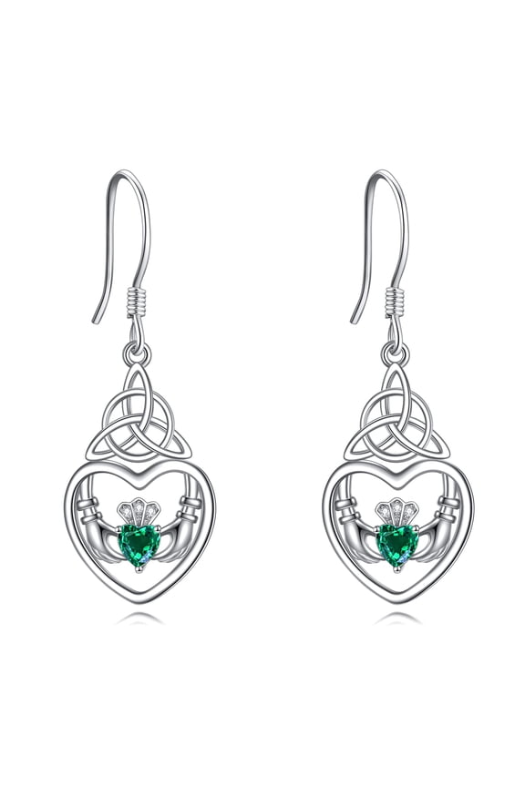 Celtic Claddagh Earrings 925 Sterling Silver Irish Drop Dangling Earrings Celtic ST Patricks Day Lucky Jewelry Gift for Women