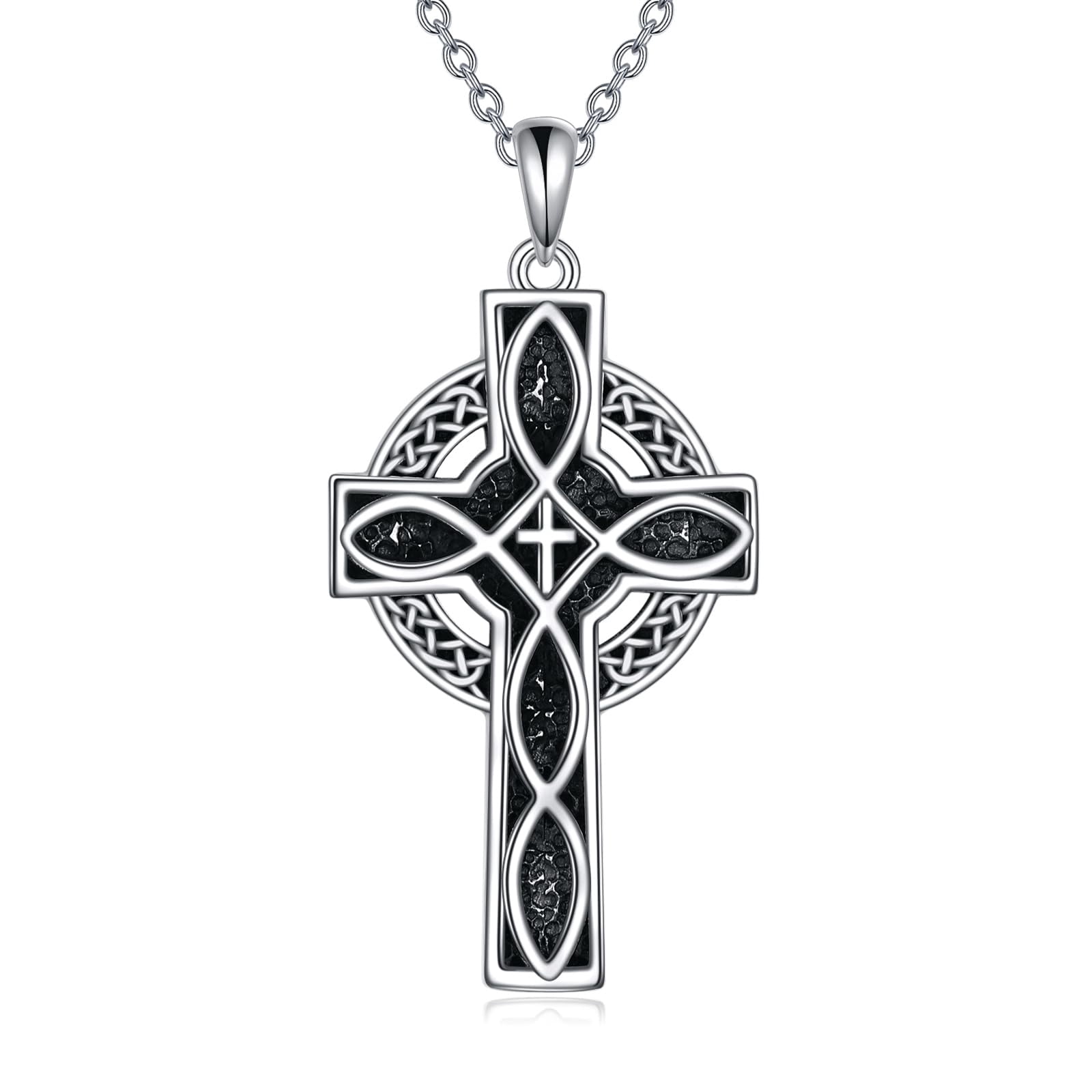 YAFEINI Celtic Cross Necklace Sterling Silver Celtic Knot Pendant ...