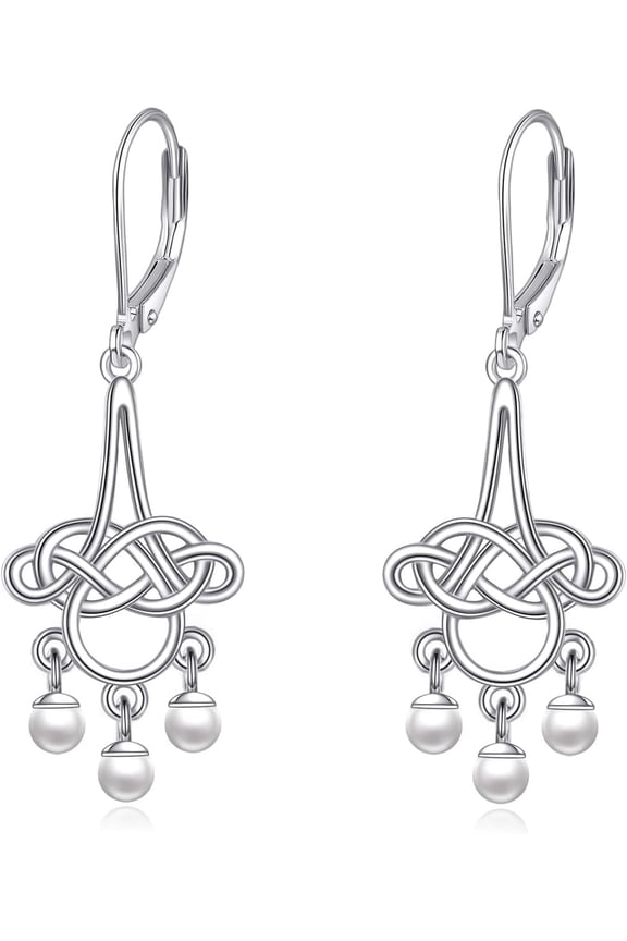 Celtic Knot Earrings Sterling Silver Celtic Knot Braided Promise Statement Drop Earrings Good Luck Irish Jewelry for Women