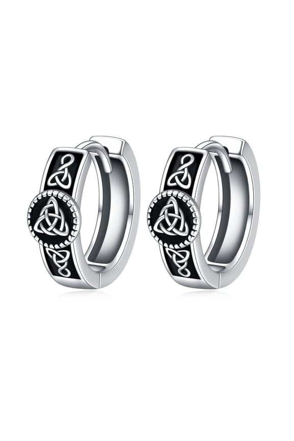 Celtic Knot Hoop Earrings Sterling Silver Viking Celtic Earrings Vintage Punk Rock Hoop Jewelry for Men