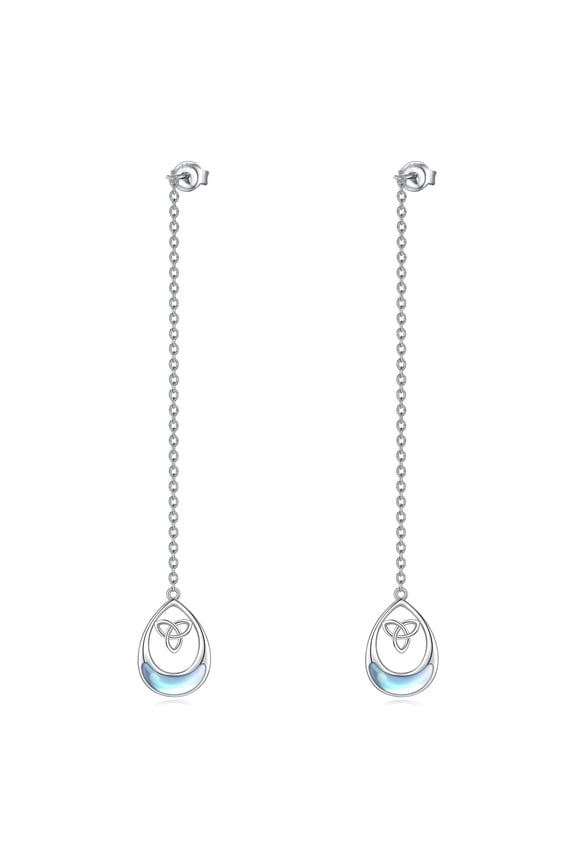 Celtic Knot Moonstone 925 Sterling Silver Earrings for Women Rhinestone Teardrop Crystal Jewelry for Mother's Day Christmas Valentine's Day Gift