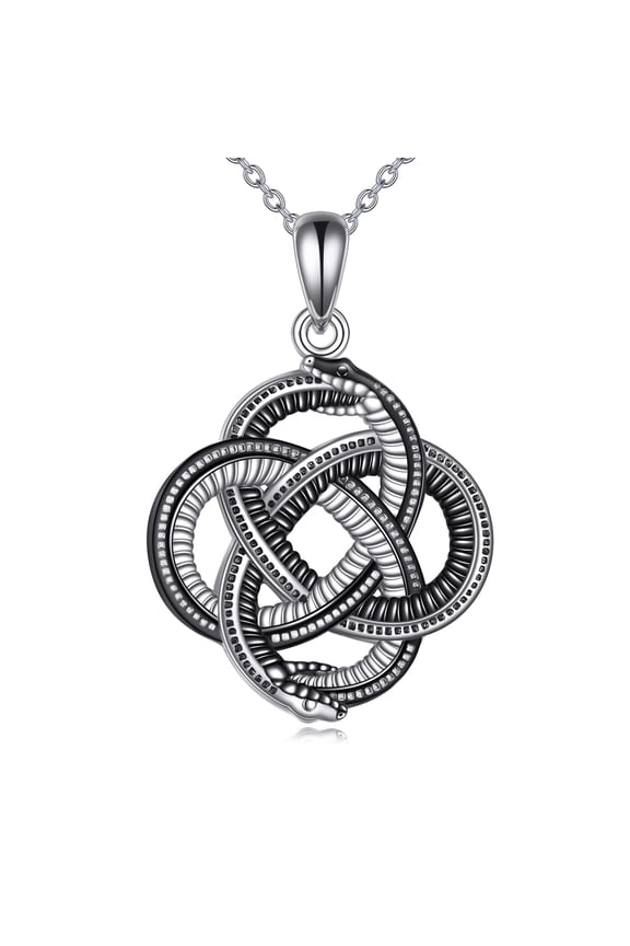 Celtic Knot Necklace for Men Sterling Silver Snake Pendant Necklace Gothic Jewelry Gift for Men
