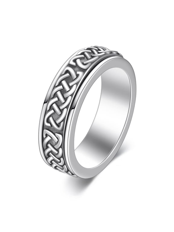 Celtic Knot Ring for Women Men S925 Sterling Silver Spinner Fidget Rings for Anxiety Irish Celtic Knot Ring Irish Jewelry Gifts for Wife Mother Birthday Christmas
