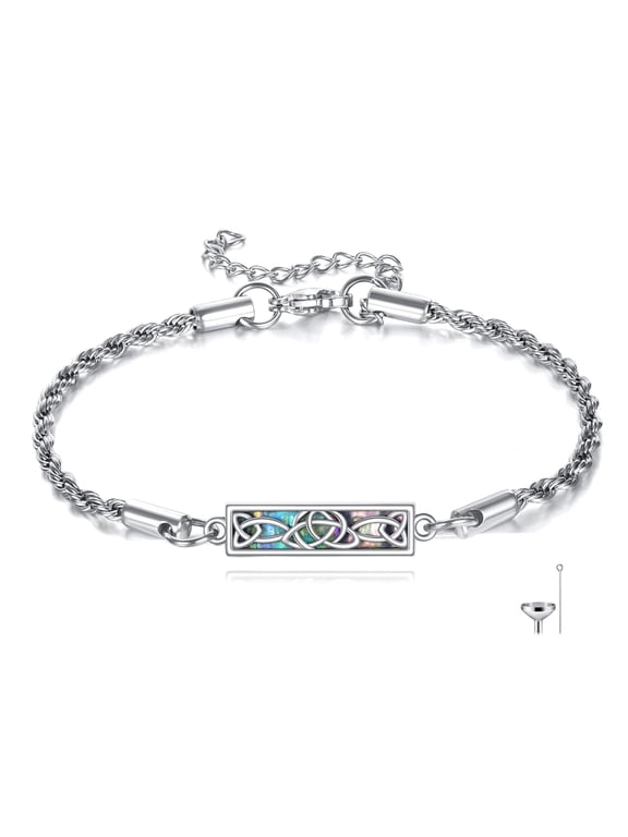 Celtic Urn Bracelet for Ashes 925 Sterling Silver Abalone Shell Cremation Jewelry for Ashes Keepsake Pendant Locket Bracelet for Women Mom