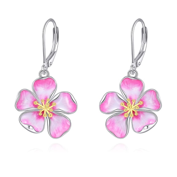 YAFEINI Cherry Flower Earrings 925 Sterling Silver Flower Dangle Earrings Blossom Jewelry Gifts for Women Spring Summer Jewelry