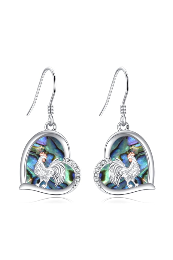 Chicken Earrings 925 Sterling Silver Rooster Earrings Chicken Rooster Drop Dangle Earrings Chicken Jewelry for Women