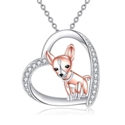 YAFEINI Chihuahua Dog Necklace Sterling Silver Chihuahua Necklace Dog Gifts for Women Pet Jewelry for Women