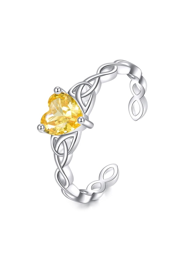 Citrine Ring Heart Citrine Ring 925 Sterling Silver Infinity Ring Healing Birthstone Rings Birthday for Women