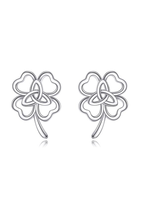 Clover Earrings for Women 925 Sterling Silver Celtic Knot Stud Earrings Clover Irish Jewelry for Women Sensitive Ears