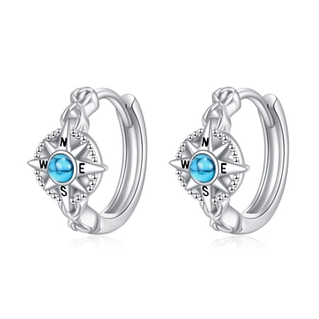 YAFEINI Compass Hoop Earrings Pure Silver adjustable Tear Bead Earrings Natural Stone Jewelry Women's Gift