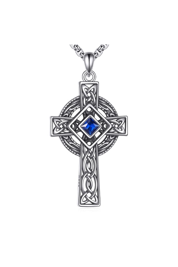 Cross Necklace for Men 925 Sterling Silver Celtic Necklace Christian Jewelry for Men Women 22+2''