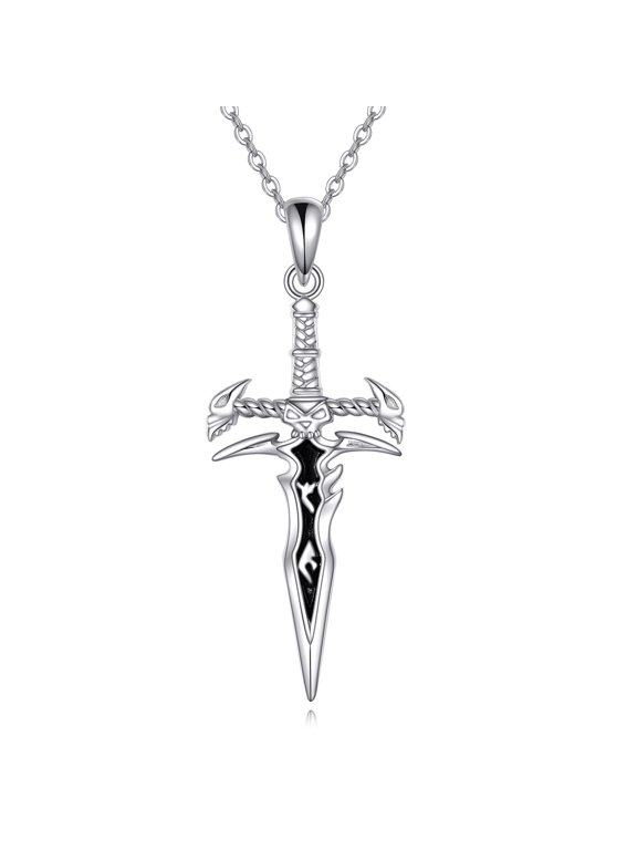 Dagger Necklace 925 Sterling Silver Sword Pendant Necklace Gothic Punk Jewelry Gift for Women Men