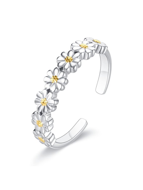 Daisy Ring Size 7 White Daisy Adjustable Drop Ring White Flower Jewelry Flower Lover Gift For Women Mom