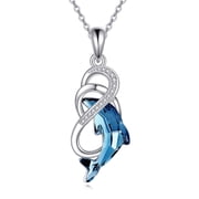 YAFEINI Dolphin Necklace 925 Sterling Silver Infinity Dolphin Crystal Pendant Necklace Jewelry for Women Mom Gifts Christmas