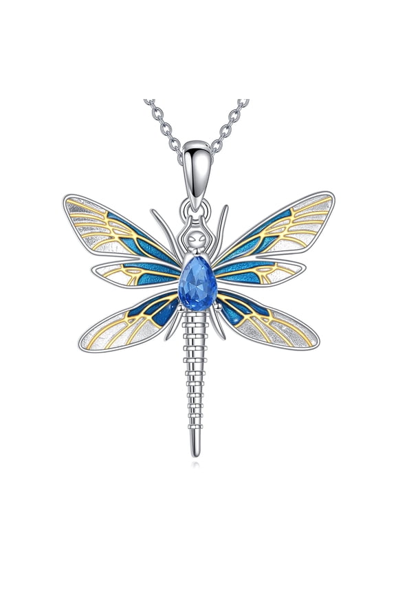 Dragonfly Necklace Sterling Silver Crystal Pendant Dragonfly Jewelry Gifts for Women