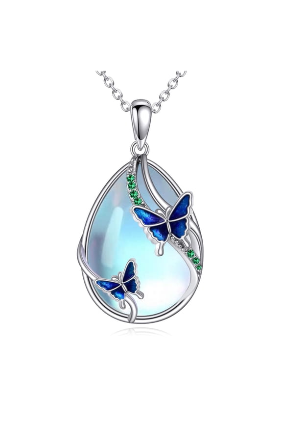 Dragonfly Necklace for Women Sterling Silver May Birthstone Moonstone Pendant Necklace Dragonfly Jewelry Gifts for Women