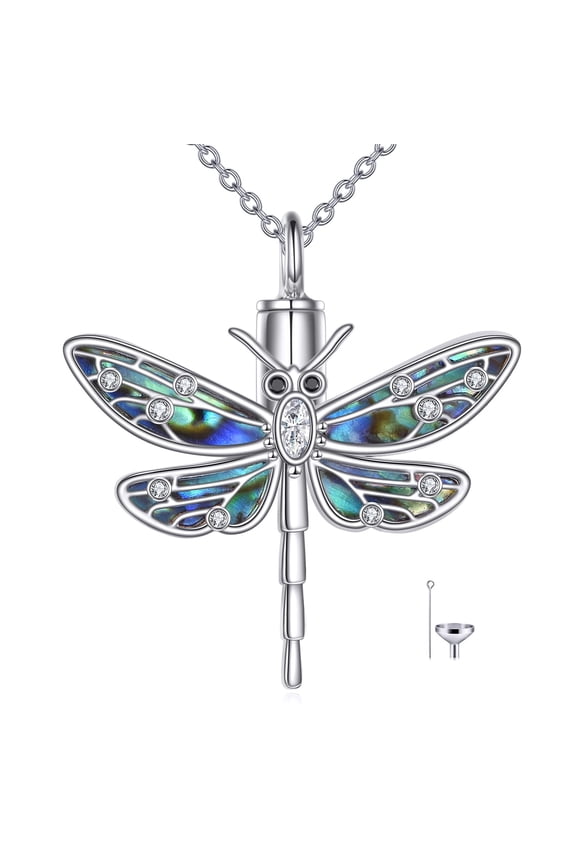 Dragonfly Urn Necklace for Ashes Sterling Silver Cremation Pendant Necklace Memorial Keepsake Jewelry for Women