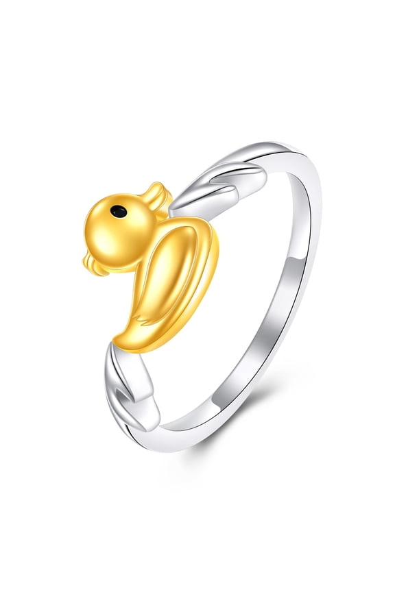 Duck Ring for Women Sterling Silver Duck Ring Cute Animal Jewelry Gift for Women (duck-size 7)