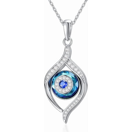 YAFEINI Evil Eye Necklace Sterling Silver Blue Eyes Pendant Necklace Luck Amulet Ojo Turco Jewelry Gift for Women Mother