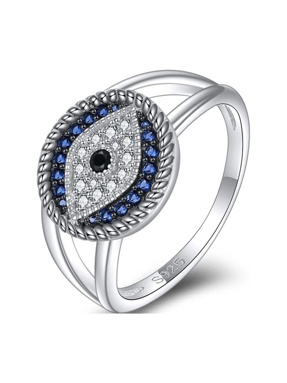 Evil Eye Ring for Women Jewelry Gifts for Women 925 Sterling Silver Blue Fashion Zirconia Rings (6)