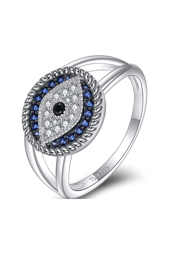 Evil Eye Ring for Women Jewelry Gifts for Women 925 Sterling Silver Blue Fashion Zirconia Rings (6)