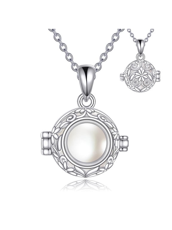 Filigree Cage 925 Sterling Silver Necklace Pearl Stone Holder Pendant Jewelry Gift for Women Birthday Christmas