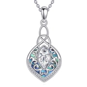 YAFEINI Filigree Moonstone Necklace Sterling Silver Abalone Shell Jewelry Bohemian Irish Celtic Gifts for Women