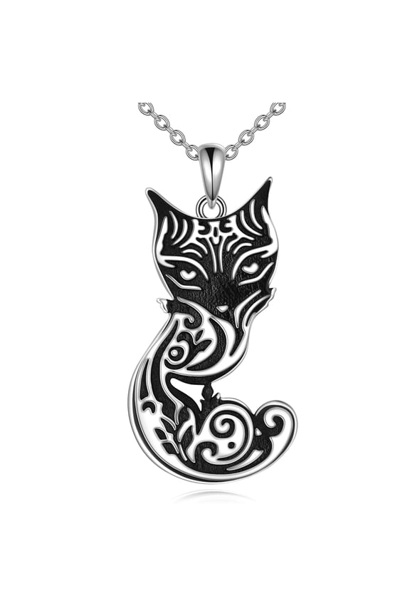 Fox Necklace for Women 925 Sterling Silver Fox Totem Pendant Gothic Vintage Animal Jewelry Gift for Women